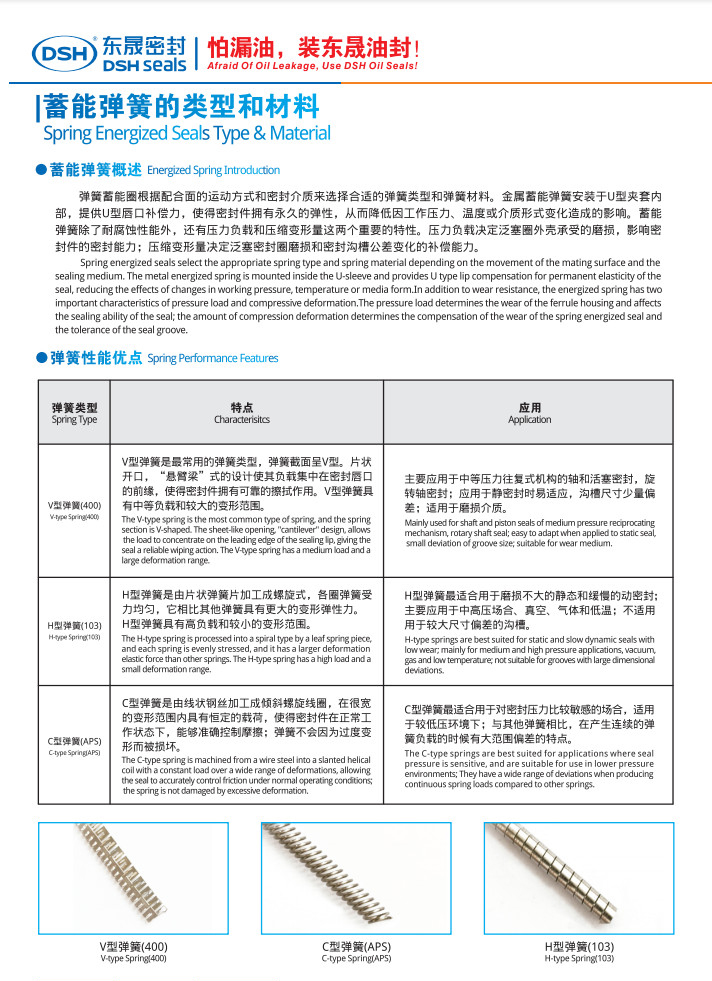 彈簧蓄能型密封圈特點